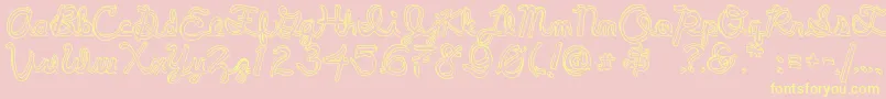 PeePeePants-Schriftart – Gelbe Schriften auf rosa Hintergrund