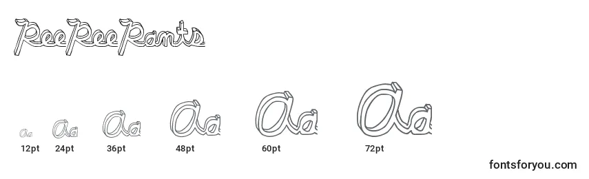 PeePeePants Font Sizes