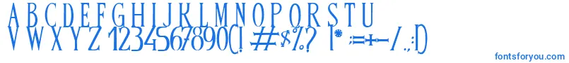 Fonte BandOfReality – fontes azuis em um fundo branco