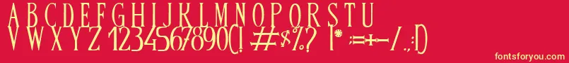 BandOfReality Font – Yellow Fonts on Red Background