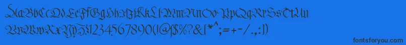 KlFraktur1Db-Schriftart – Schwarze Schriften auf blauem Hintergrund