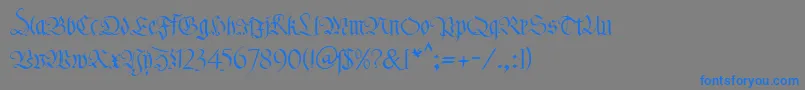 フォントKlFraktur1Db – 灰色の背景に青い文字