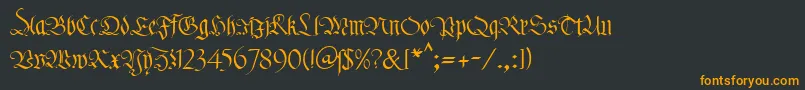 フォントKlFraktur1Db – 黒い背景にオレンジの文字