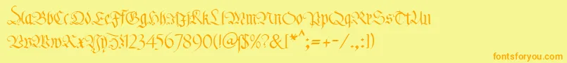 Fonte KlFraktur1Db – fontes laranjas em um fundo amarelo