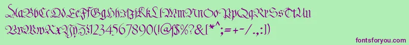 Fonte KlFraktur1Db – fontes roxas em um fundo verde