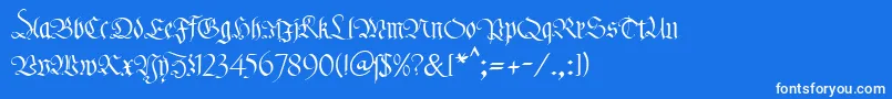 Fonte KlFraktur1Db – fontes brancas em um fundo azul