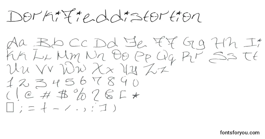 A fonte Dorkifieddistortion – alfabeto, números, caracteres especiais