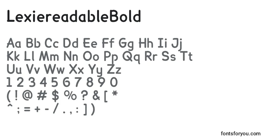 A fonte LexiereadableBold – alfabeto, números, caracteres especiais