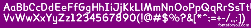 LexiereadableBold-fontti – valkoiset fontit violetilla taustalla