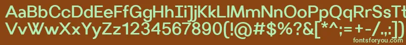 フォントVillerayMedium – 緑色の文字が茶色の背景にあります。