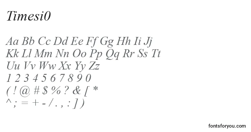 Timesi0 Font – alphabet, numbers, special characters