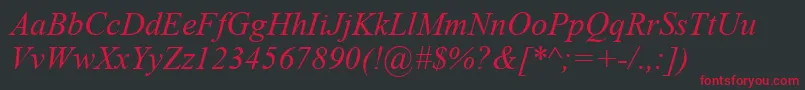 Timesi0-Schriftart – Rote Schriften auf schwarzem Hintergrund