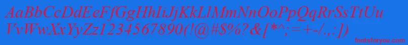 Timesi0 Font – Red Fonts on Blue Background