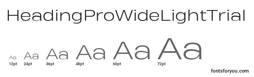 Tamanhos de fonte HeadingProWideLightTrial