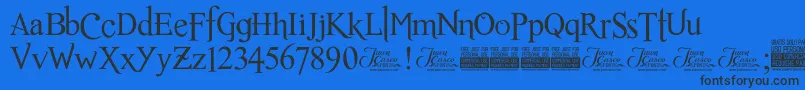 RomanceFatalSerifJcFonts Font – Black Fonts on Blue Background