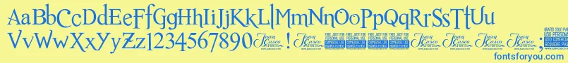 RomanceFatalSerifJcFonts Font – Blue Fonts on Yellow Background