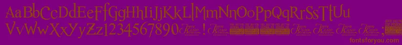 RomanceFatalSerifJcFonts-Schriftart – Braune Schriften auf violettem Hintergrund