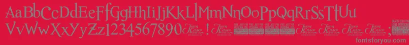 Fonte RomanceFatalSerifJcFonts – fontes cinzas em um fundo vermelho