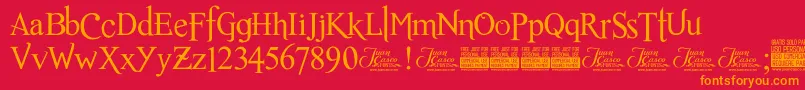 Fonte RomanceFatalSerifJcFonts – fontes laranjas em um fundo vermelho