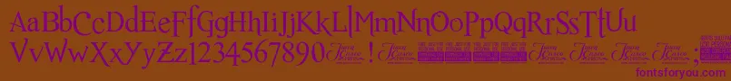 RomanceFatalSerifJcFonts Font – Purple Fonts on Brown Background