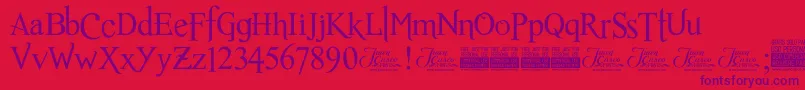 Шрифт RomanceFatalSerifJcFonts – фиолетовые шрифты на красном фоне