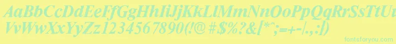 Fonte RiccioneserialBolditalic – fontes verdes em um fundo amarelo