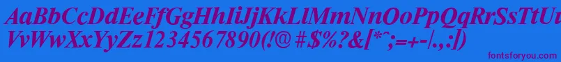 RiccioneserialBolditalic Font – Purple Fonts on Blue Background