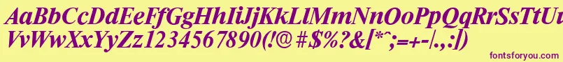 RiccioneserialBolditalic Font – Purple Fonts on Yellow Background