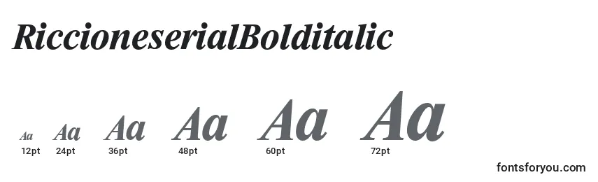 Размеры шрифта RiccioneserialBolditalic