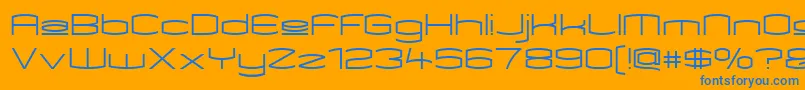 Kameupper-Schriftart – Blaue Schriften auf orangefarbenem Hintergrund