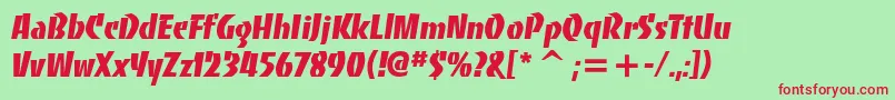 Bancoheavyc-fontti – punaiset fontit vihreällä taustalla