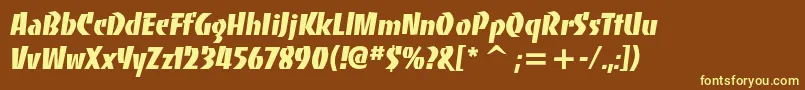 Bancoheavyc-fontti – keltaiset fontit ruskealla taustalla