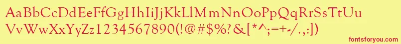 Goldenoldstyle-Schriftart – Rote Schriften auf gelbem Hintergrund