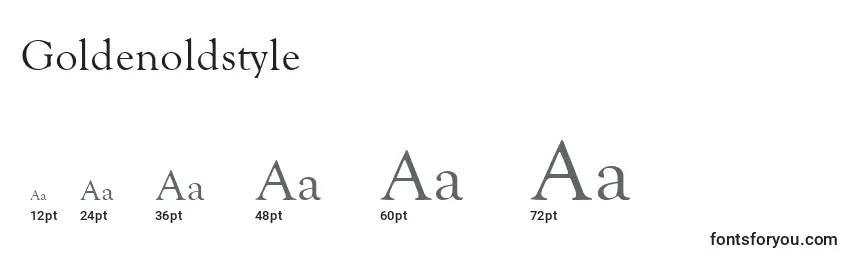 Tamanhos de fonte Goldenoldstyle