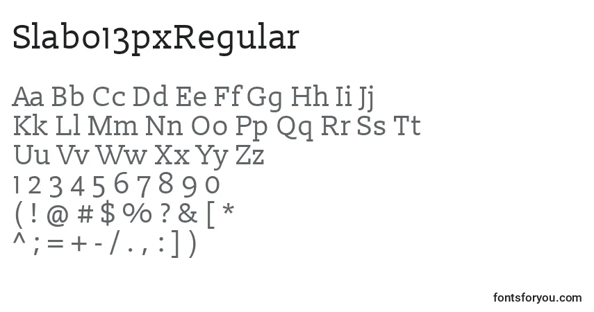 Slabo13pxRegular-fontti – aakkoset, numerot, erikoismerkit