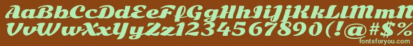 フォントSonsieoneRegular – 緑色の文字が茶色の背景にあります。