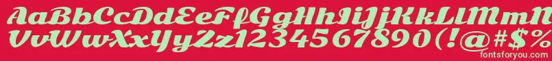 SonsieoneRegular-Schriftart – Grüne Schriften auf rotem Hintergrund