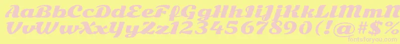 SonsieoneRegular-fontti – vaaleanpunaiset fontit keltaisella taustalla