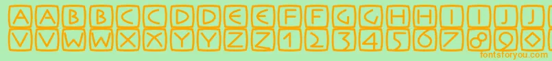 Weitere Informationen zur Rememb-Schriftart Rememb-Schriftart – Orangefarbene Schriften auf grünem Hintergrund