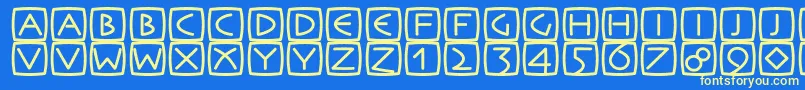 フォントRememb – 黄色の文字、青い背景