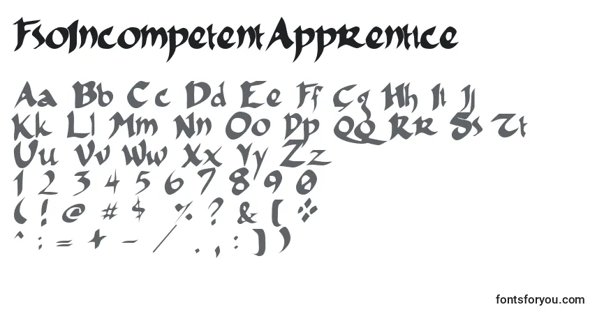 characters of fsoincompetentapprentice font, letter of fsoincompetentapprentice font, alphabet of  fsoincompetentapprentice font
