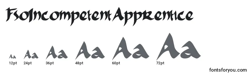 sizes of fsoincompetentapprentice font, fsoincompetentapprentice sizes