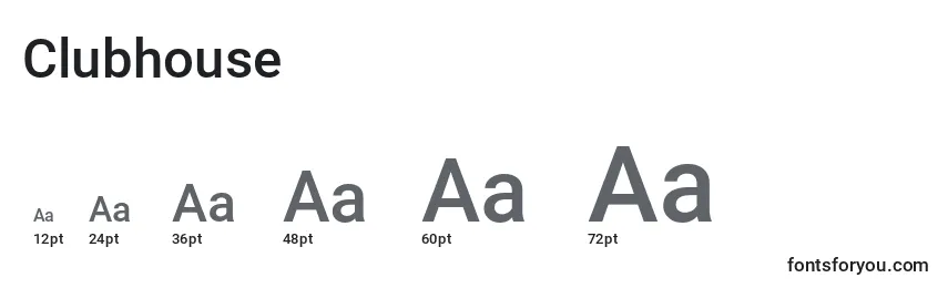 sizes of clubhouse font, clubhouse sizes