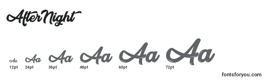 sizes of afternight font, afternight sizes