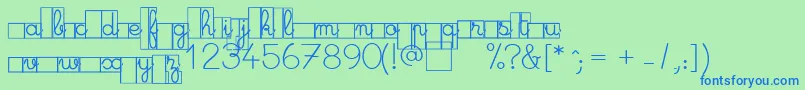 Шрифт MaternellecolorCase – синие шрифты на зелёном фоне