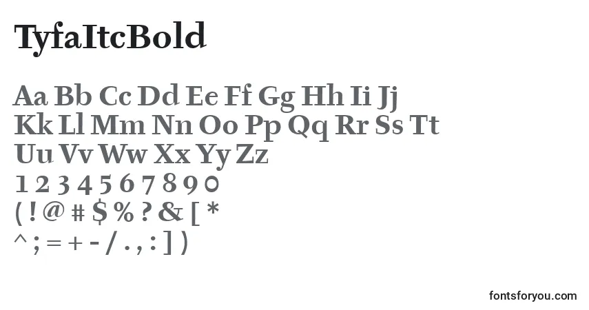 Czcionka TyfaItcBold – alfabet, cyfry, specjalne znaki