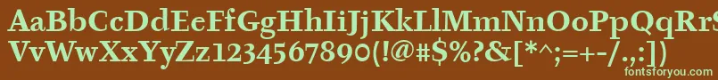 TyfaItcBold-fontti – vihreät fontit ruskealla taustalla