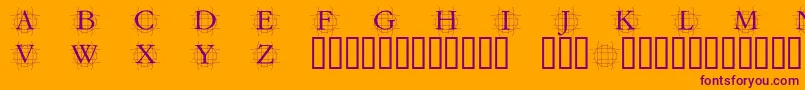 GrafroundishMedium-Schriftart – Violette Schriften auf orangefarbenem Hintergrund