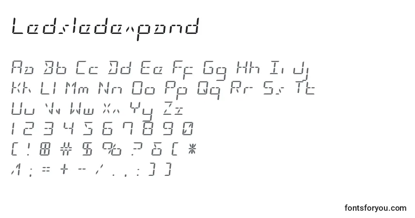 Schriftart Ledsledexpand – Alphabet, Zahlen, spezielle Symbole