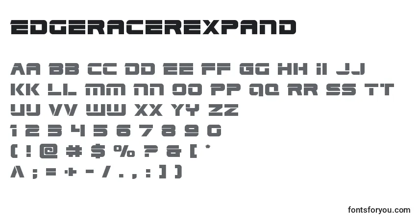 Шрифт Edgeracerexpand – алфавит, цифры, специальные символы